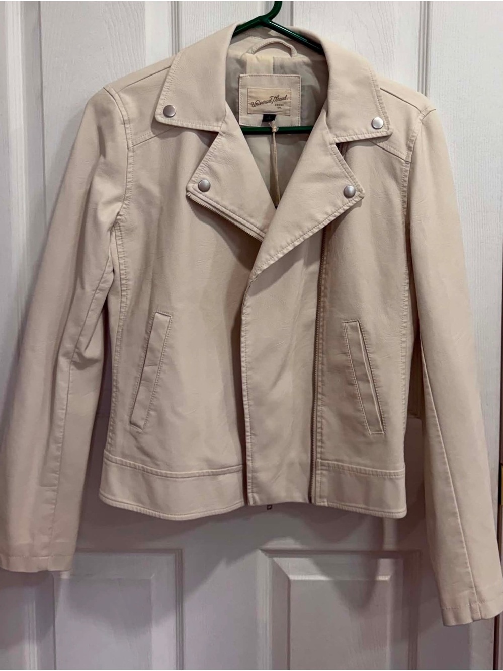 Universal Thread Beige Faux Leather Moto Jacket